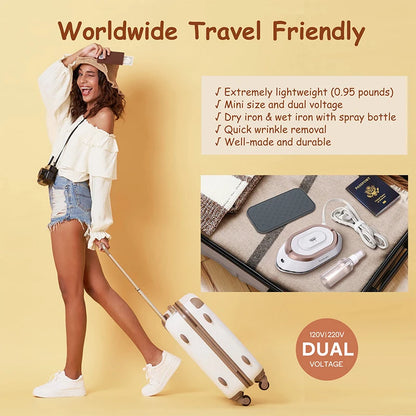 Handheld Mini Electric Dry Iron 120V/220V Dual-Voltage 30S Heat Non-Steam Garment Irons for Clothes Portable Lightweight Travel