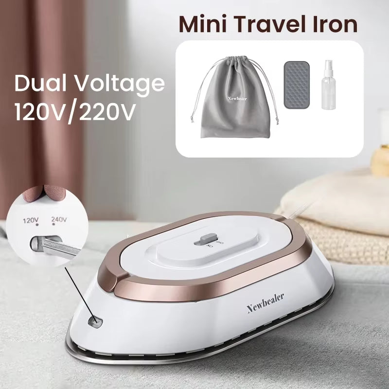 Handheld Mini Electric Dry Iron 120V/220V Dual-Voltage 30S Heat Non-Steam Garment Irons for Clothes Portable Lightweight Travel